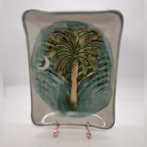 Studio Art Pottery Palmetto Tree Crescent Moon Dish